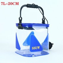 활어가방 투명 낚시 버킷 접이식 물고기 버킷 다기능 eva 낚시 야외 라이브 물고기 미끼 버킷 태클, 7리터 블루