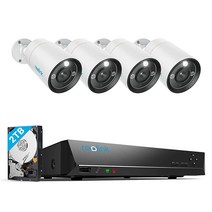 REOLINK 12MP 유선 보안 카메라 시스템 4피스 H.265 12메가픽셀 UHD PoE 감시 사람 차량 애완동물 감지 스포트라이트 컬러 야간 시야 2TB HDD가 있는 8CH