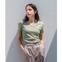 320쇼룸 320SHOWROOM V넥 랩 골지 반팔 티셔츠 민트 Vneck Wrap Golgi Short Sleeve Tshirts Mint