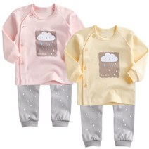 그린베베 국내생산 영유아 봄가을용 구름비 양면내의