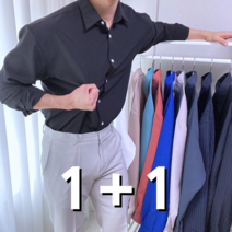 1+1 남자 오버핏 구김없는 링클프리 아이스 린넨셔츠