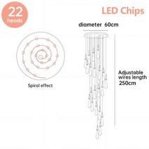 벽등 벽조명 실내 외부 인테리어 HD 티어 드롭 계단 천장 샹들리에 로프트 모던 LED 크리스탈 조명 빌라 로비 홈 장식 걸이식 램프 기구, 32.22 Lights Spiral - 차가운 흰색