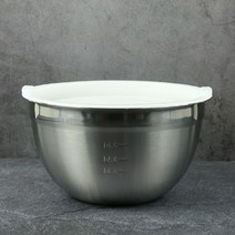 스텐 깊은 믹싱볼 뚜껑포함 밀폐 보관용기 야채 눈금, 6호