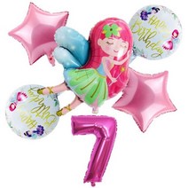화동풍선 6pcsset Little fairy Girls Balloons 32 inch Pink Number Ballon Girl 1 2 3 4 5st Happy Birthday, Seven years old