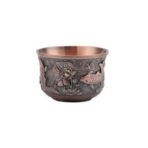 찻잔세트수제 금테 실버 티 컵 하이 엔드 Baifu 드래곤과 피닉스 잉어 골동품 찻잔 가정용 차 그릇 세트 쿵, 04 h