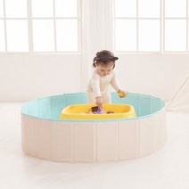 [라호] 접이식 놀이매트 민트 볼풀장 물놀이풀장, 접이식 놀이매트 민트 대(L)