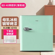 미니 소형 급속 냉동고 가정용 아이스크림 모유 업소용 작은 초저온, 40리터 민트 손잡이 바구니, 40리터 민트 그린 빈티지(완전 냉동) 무료 보관 바구