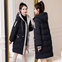 역시즌 롱 패딩 특대 느슨한 후드 두꺼운 재킷 우아한 따뜻한 면 파카 한국 긴 소매