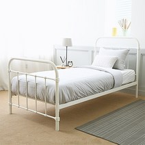 일루일루 말런 싱글 슈퍼싱글 철제침대 2색상, 아이보리(IVORY), 24cm 포켓스프링매트리스(싱글)