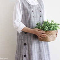[미공간 당일출고] 클래식버튼 원피스 앞치마 2color 어린이집 보육교사 유치원, 레드체크, 레드체크