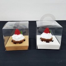 [방산소년단] 머핀 투명상자 50개, 손잡이 O, 화이트