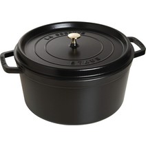 staub 스토우브 [피코 코콧 라운드 블랙 34cm] 큰 양손 주물 법랑 냄비 IH 대응 [일본 정규 판매품] La Cocotte Round 40510-307