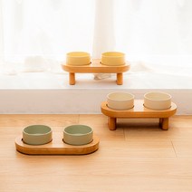 펫트리움 뇸뇸 2구 펫테이블 보울 도자기 강아지 고양이 식기 물그릇, 뇸뇸 보울 1입 페일민트
