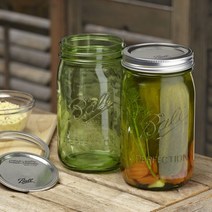 볼 메이슨자 그린 유리 보관용기 밀폐용기 473ml