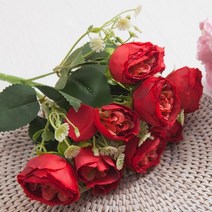 [천삼백케이] [플라워트리] 오스틴장미부쉬 25cm (조화) FAIAFT, 핑크