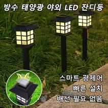 방수 태양광 야외 LED 잔디등 야외 정원등 스마트 광제어/빠른 설치/배선 필요 없음, 컬러 라이트