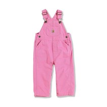 Carhartt 여아용 리틀 워싱 미크로샌딩 캔버스 멜빵바지 핑크