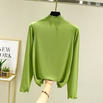 1+1 여성 물결 반목 폴라티 기본 이너 목폴라 긴팔 티셔츠 2P