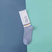크로스핏 양말 흰 농구 장목 중목 단목 두꺼운 스포츠 양말 스케이트보드 남자 알파벳 힙합 하라주쿠 성격 스트리트 조수 운동 면 통기성 니 하이 보이 팝, 흰색과 파란색, 한 사이즈