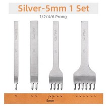 목공 가죽 공구 그리프 치즐 WUTA 기본 끌 다이아몬드 찌르기 철 구멍 펀치 스티칭 공예 3 4 5 6mm 1 2 6개 이빨 324291, Silver 5mm 1 Set