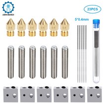 23개 키트 0.4mm MK8 압출기 황동 노즐 프린트 헤드 M6 30mm 스 로트 히터 블록 가열 핫 엔드 Makerbot Anet A8 A8Plus용