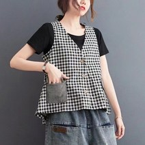 새로이 DYX82YY3 여성 여름 면마 린넨 조끼 캐주얼 베스트