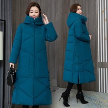 따뜻한 루즈핏 도톰한 패딩 점퍼 빅 사이즈 중장년 엄마 롱 슬립 여성 여성 겨울 후드 롱패딩