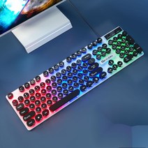 LXJ 조약돌 레트로 키캡 축교환 화이트 LED 게이밍 기계식키보드 세트, H600 펑크 블랙-싱글 키보드