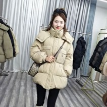 여성 오리털 경량 패딩 자켓 긴팔 슬림 퍼프 후드 코트