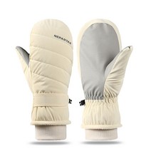 SGAKIC 겨울 여성 스키 벙어리장갑 소프트 스노우보드장갑, 베이지