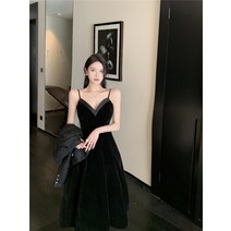 레이스 뷔스티에원피스 프렌치 클래식 벨벳 끈나시 여성 가을 미디롱 이너 2745835299