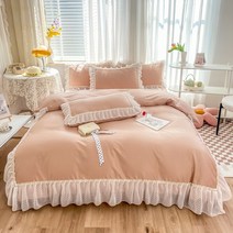 어스 원더 랜드 아이스 실크 레이스 침대 스커트 세트 --침대 스커트+이불 커버+베개 커버