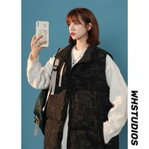 야광반사조끼남녀가을겨울커플패딩면조끼코트중성풍4MJ39-P38