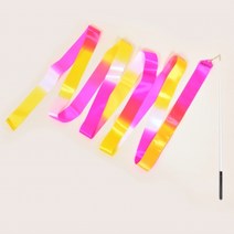 니스포 리듬체조 리본 멀티컬러 리본길이 4M, 옐로우/핑크/화이트