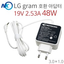 노트킹 LG 올뉴그램 15Z990-GA36K WA-48B19F S 19V 2.58A 48W (3.0) 일체형 화이트 호환 아답타 충전기, AD-NK4819G