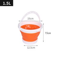 휴대용 접이식 플라스틱 세차버킷돌리 양동이 두꺼운 여행 야외 낚시 소켓 가정용, 16 Orange 1.5L