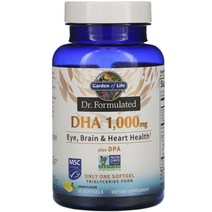 가든오브라이프 닥터 포뮬레이티드 DHA 1000mg 플러스 DPA 레몬 소프트젤, 1개, 30개입