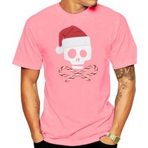 크리스마스 해골과 십자가 사탕 지팡이 산타 블랙 소프트 주니어 티셔츠 탑 레트로 O 넥 티셔츠, Men Deep pink_XXL