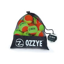 Ozzye Beach Tennis Net Carry Bag of 12 Balls - Acrylic Extra Duty Needle Felt Low Compression with 5
