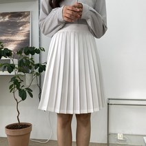 테니스 핀턱 주름 플리츠 밴딩 미디 스커트