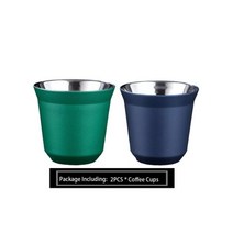 이중 벽 스테인레스 스틸 단열 에스프레소 컵 80ml 네스프레소 픽시 커피 컵 캡슐 모양 귀여운 보온 컵 커피 머그잔, 2pcs wareset 4
