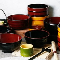 칠기 멜라민 일식 면기 라면 우동 국수 모밀 소바 라면기 우동기 돈부리 덮밥 그릇, 선택23-흑 돈부리 중