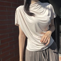 반목 드레이프 블라우스 티