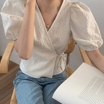 핏앤제이ㅡ다시 행복해 랩스타일 퍼프 블라우스