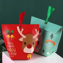 유진 (10장세트) 크리스마스 사다리꼴 미니 선물 상자 박스 포장 양말 사탕 간식 어린이집 어린이 유치원 단체 생일 답례품, 사다리꼴선물상자(레드)(10장세트)