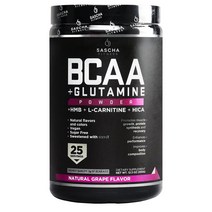 Sascha Fitness BCAA Glutamine 사샤 피트니스 비씨에이에이 글루타민 파우더 네츄럴 포도맛 12.3oz(350g), 1개, 기본
