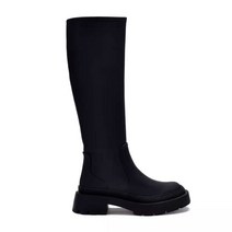ZARA 스타일st 여성 플랫 레인 롱 부츠 장화 통굽 키높이