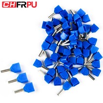 전선 전기 터미널 커넥터 자재 용품 이중 와이어 파이프 100 ~ 6.0mm ² 냉간 압착 엔드 페룰 튜브 모양, 06 파란_07 TE6014