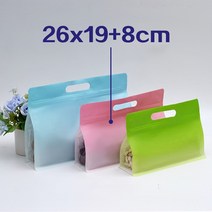 걸이식 구멍이 있는 플라스틱 지퍼 잠금 스탠드 업 백 셀프 씰 찢어진 노치 재사용 도이팩 화장품 보관, 08 26x19x8cm_02 Gold