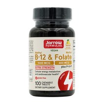 메틸 B-12 and 메틸 폴레이트 엽산 플러스 P-5-P (비타민 B6) 레몬 맛 100 츄어블 타블렛, 1개, 100개